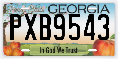 GA license plate PXB9543