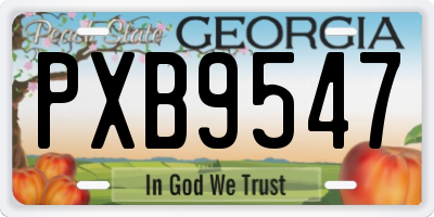GA license plate PXB9547