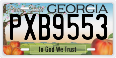 GA license plate PXB9553