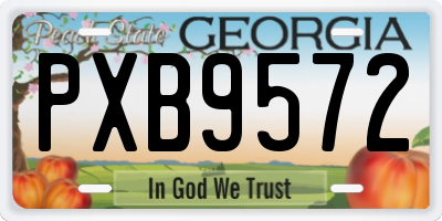 GA license plate PXB9572