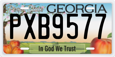 GA license plate PXB9577