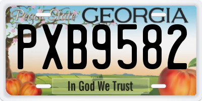 GA license plate PXB9582
