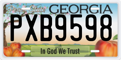 GA license plate PXB9598