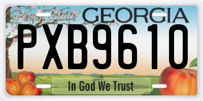 GA license plate PXB9610