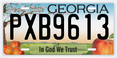 GA license plate PXB9613