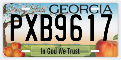 GA license plate PXB9617