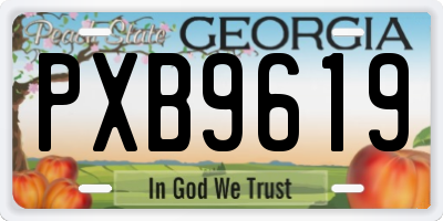 GA license plate PXB9619