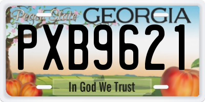 GA license plate PXB9621