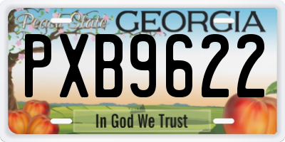 GA license plate PXB9622