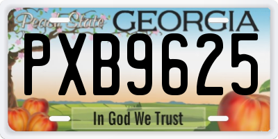 GA license plate PXB9625