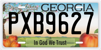 GA license plate PXB9627