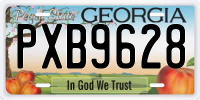 GA license plate PXB9628