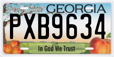 GA license plate PXB9634