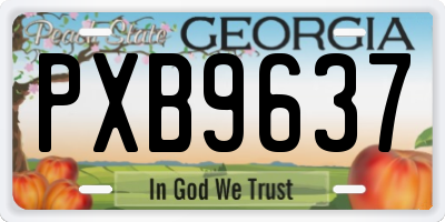 GA license plate PXB9637