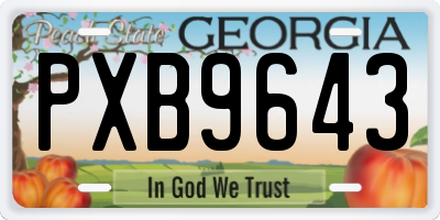 GA license plate PXB9643