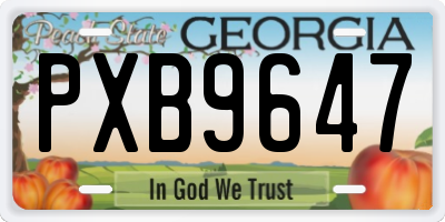 GA license plate PXB9647