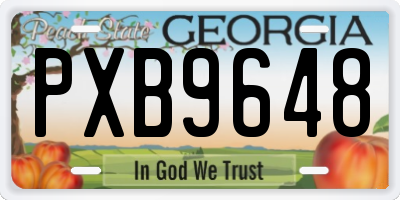 GA license plate PXB9648