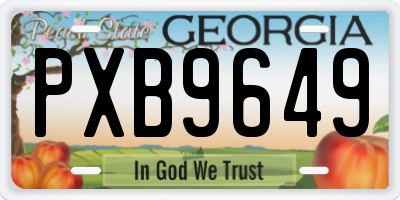 GA license plate PXB9649