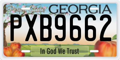 GA license plate PXB9662