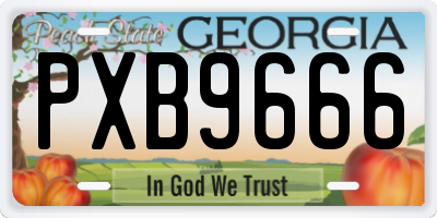 GA license plate PXB9666