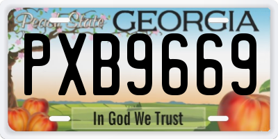 GA license plate PXB9669