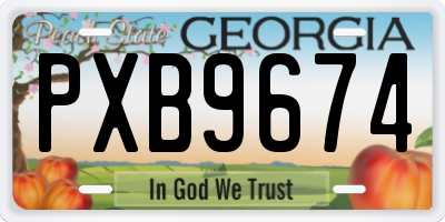 GA license plate PXB9674