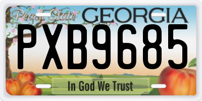 GA license plate PXB9685