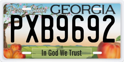 GA license plate PXB9692