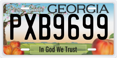 GA license plate PXB9699