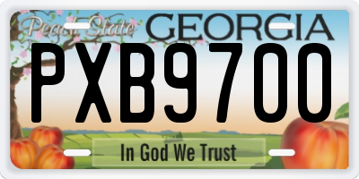 GA license plate PXB9700