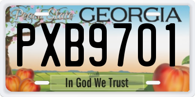 GA license plate PXB9701