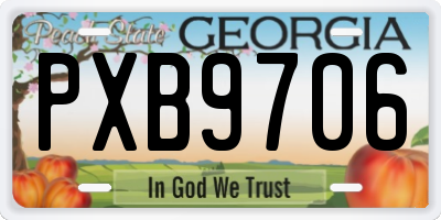 GA license plate PXB9706