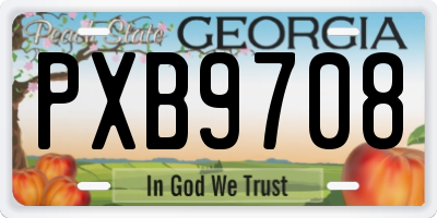 GA license plate PXB9708