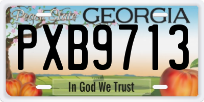 GA license plate PXB9713
