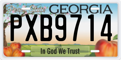 GA license plate PXB9714
