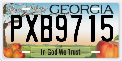 GA license plate PXB9715