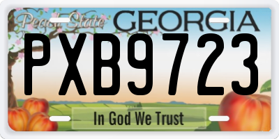 GA license plate PXB9723