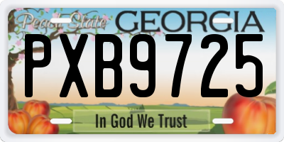 GA license plate PXB9725