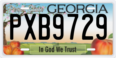 GA license plate PXB9729