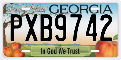 GA license plate PXB9742
