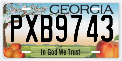 GA license plate PXB9743