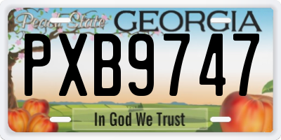 GA license plate PXB9747