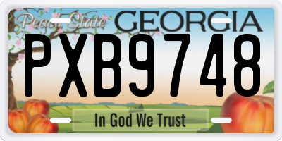 GA license plate PXB9748