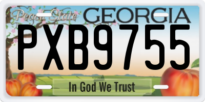 GA license plate PXB9755
