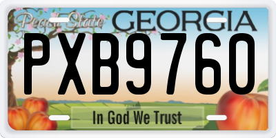 GA license plate PXB9760