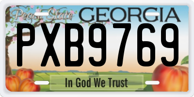 GA license plate PXB9769