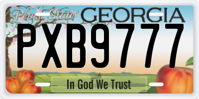 GA license plate PXB9777