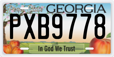 GA license plate PXB9778