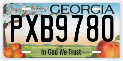 GA license plate PXB9780