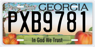 GA license plate PXB9781